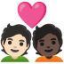 🧑🏻‍❤️‍🧑🏿 couple with heart: person, person, light skin tone, dark skin tone display on Google